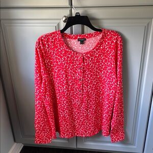 Ann Taylor Women's Red Floral Blouse M